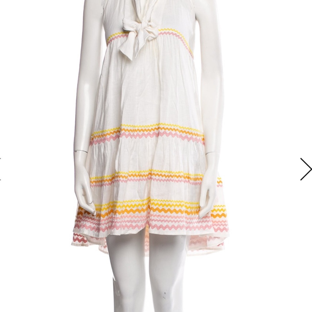 Lisa Marie Fernandez White Dress with Yellow and Pink Accents